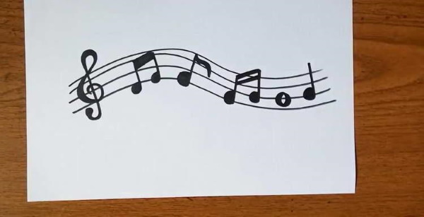 Violinschlüssel. Zeichnen für Kinder mit einem Bleistift auf einem Notensystem zum Kopieren