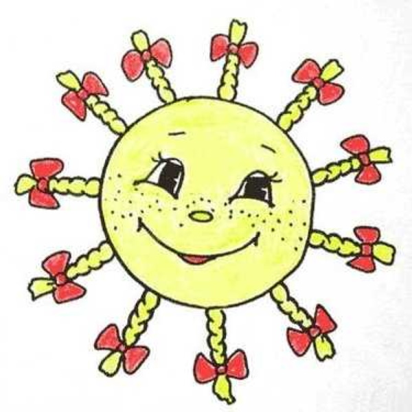 Sonne - Zeichnungen für Kinder mit Bleistift, Farben mit Strahlen, Lächeln, Gesicht, Sonnenuntergang, Sonnenaufgang