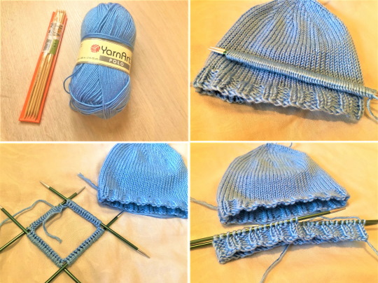 Stricken für neugeborene Jungen mit Stricknadeln, Häkeln. Overalls, Stiefeletten, Mützen, Umschlag, Socken