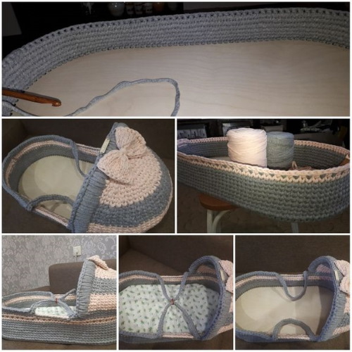 Stricken aus Strickgarn mit einer Häkelnadel. Körbe, Taschen, Hausschuhe Schritt für Schritt mit Fotos