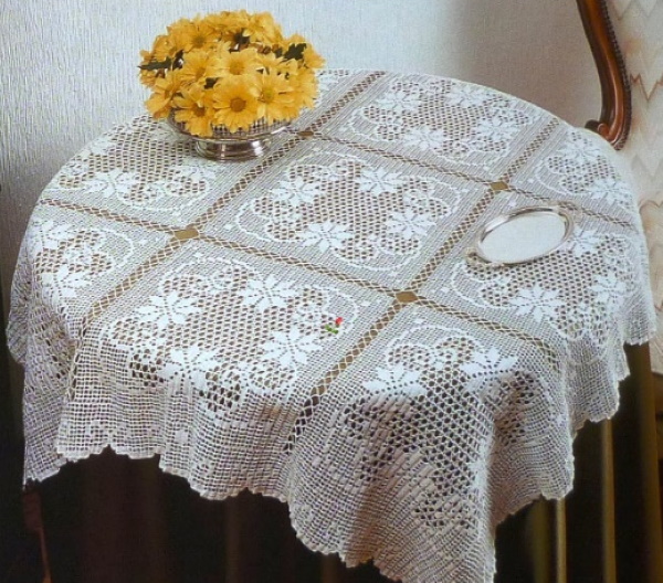 Gehäkelte Tischdecke. Schemata und Beschreibungen für runde, rechteckige und ovale Tische. Meisterkurse