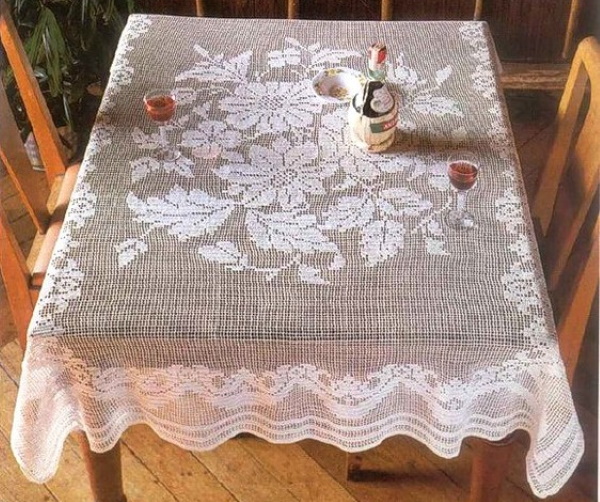 Gehäkelte Tischdecke. Schemata und Beschreibungen für runde, rechteckige und ovale Tische. Meisterkurse