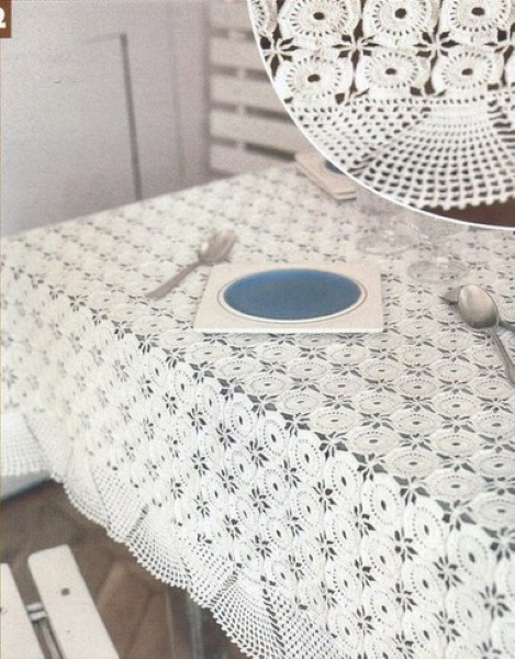 Gehäkelte Tischdecke. Schemata und Beschreibungen für runde, rechteckige und ovale Tische. Meisterkurse