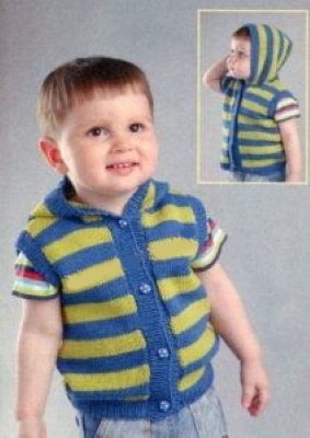 Gestrickte Westen für Jungen mit Stricknadeln, Häkelnadel für 1-4 Jahre. Schemata mit Beschreibung