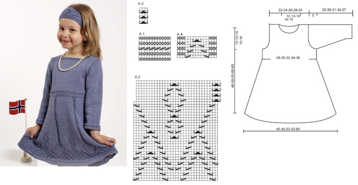 Wir stricken für Kinder mit Stricknadeln für Mädchen im Alter von 3-4 Jahren. Anleitungen, Diagramme mit Beschreibungen