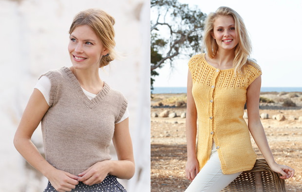 Mit Stricknadeln gestrickte Damenwesten. Schemata mit Beschreibung, Abmessungen, Anweisungen