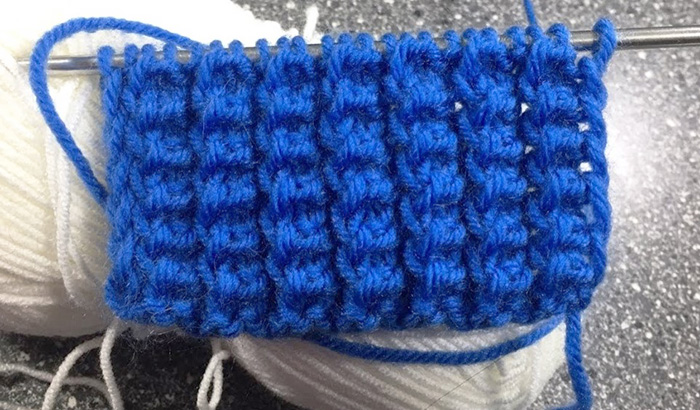 Amerikanisches elastisches Stricken. Strickmuster im Kreis für Socken, Schal, Mütze