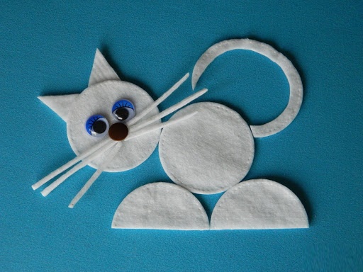 Applikationen aus Wattepads für Kinder zum Thema: Winter, Herbst, Blumen, Hase, Schneemann