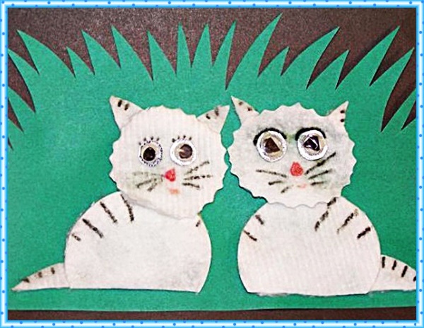 Applikationen aus Wattepads für Kinder zum Thema: Winter, Herbst, Blumen, Hase, Schneemann