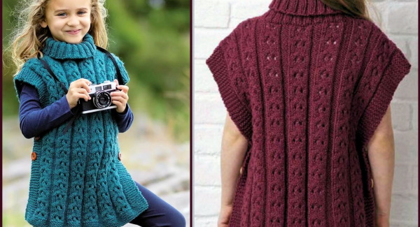 Ärmellose Jacke für Mädchen, mit Nadeln gestrickt, 1-2-3-5 Jahre alt. Schemata und Beschreibung für Anfänger, Meisterklasse