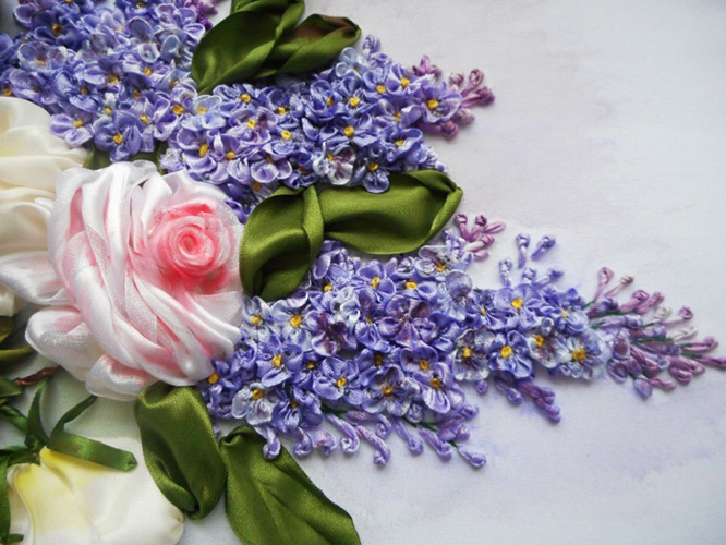 Nodo francese nel punto croce, ricamo con nastro. Come realizzare una cucitura, masterclass