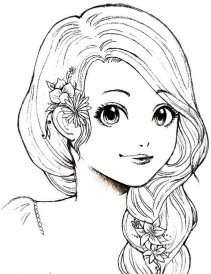 Wie man mit einem Bleistift ein Mädchen mit langen Haaren zeichnet. Schritt für Schritt zeichnen, ausmalen, Bilder