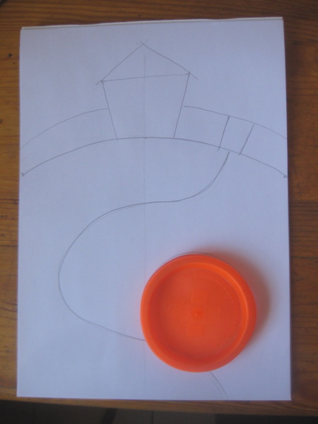 Kolobok-Zeichnung für Kinder mit Bleistift, Farben schwarz und weiß, Farbe, Färbung