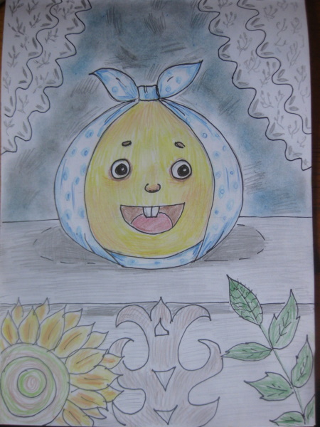 Kolobok-Zeichnung für Kinder mit Bleistift, Farben schwarz und weiß, Farbe, Färbung