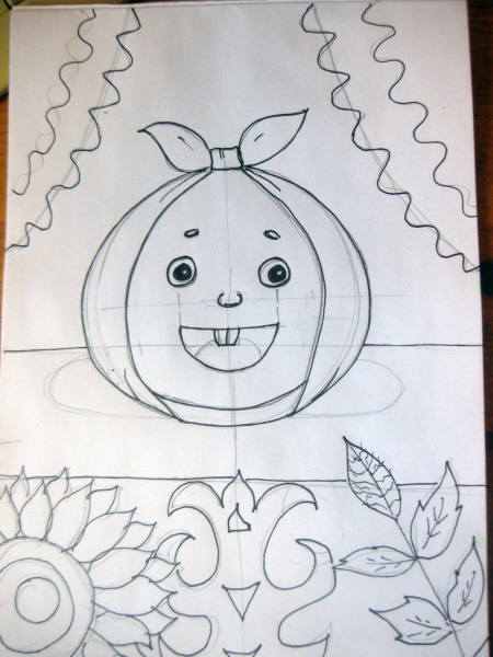 Kolobok-Zeichnung für Kinder mit Bleistift, Farben schwarz und weiß, Farbe, Färbung