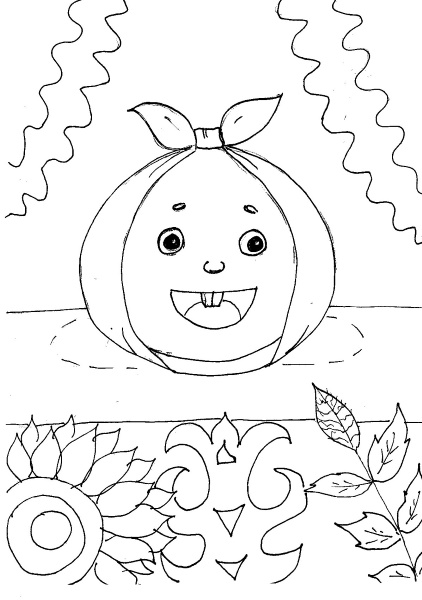 Kolobok-Zeichnung für Kinder mit Bleistift, Farben schwarz und weiß, Farbe, Färbung