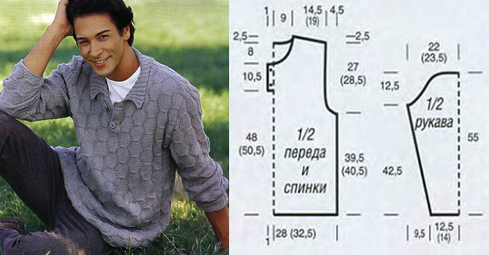Herren Strickpullover. Muster mit Beschreibungen zum Stricken eines Pullovers für Anfänger. Video