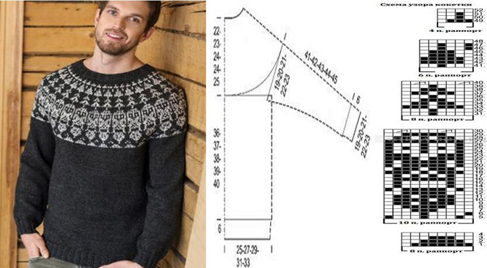 Herren Strickpullover. Muster mit Beschreibungen zum Stricken eines Pullovers für Anfänger. Video