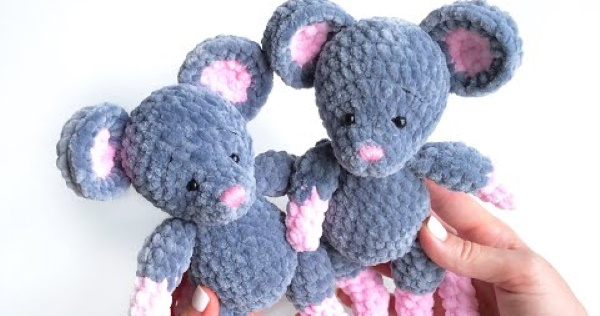Häkelmaus. Muster und Beschreibung: Spielzeug, Schlüsselanhänger, aus Plüschgarn, Mohair, Velours