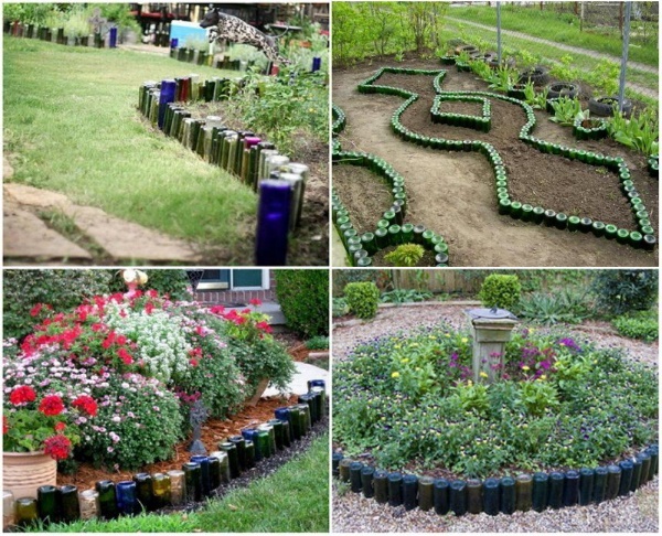 Creazioni fai da te con bottiglie di vetro per il giardino, la cucina e la casa estiva. Foto