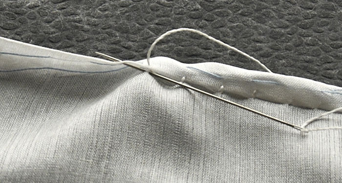 Handgenähter Blindstich. Fotos, Muster zum Säumen von Hosen, Flicken, Jacken, Spielzeug