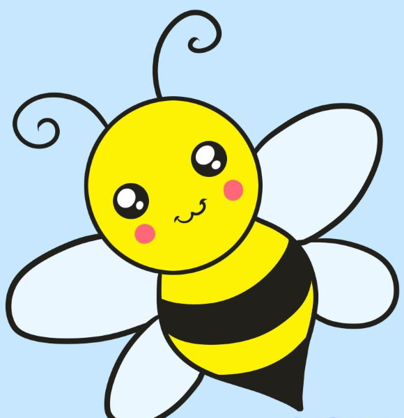 Zeichnung einer Biene für Kinder mit einem Bleistift zum Kopieren, Ausmalen, Schablonen