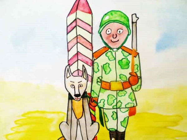 Zeichnen eines Soldaten mit Bleistift für Kinder Anfänger Schritt für Schritt einfach in voller Länge, Profil, mit einer Pistole, Maschinengewehr