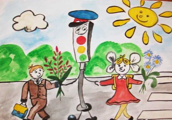 Ampelzeichnung für Kinder zum Ausmalen mit Bleistift, Malen mit Händen, Straße, Gesicht