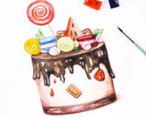 Leckere Leckereien und Süßigkeiten für Kinder. Bilder zum Zeichnen