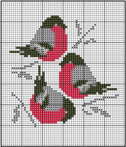 Kreuzstich. Schlafzimmermuster, kleine Blumen, Vögel für Anfänger