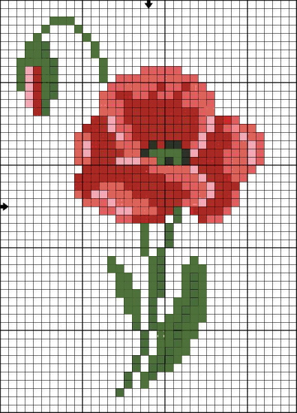 Kreuzstich. Schlafzimmermuster, kleine Blumen, Vögel für Anfänger