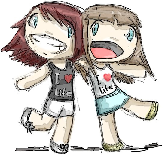 Foto-LP (beste Freunde). Schöne Zeichnungen in Like, Cartoon-Bleistift, Anime auf Avatar