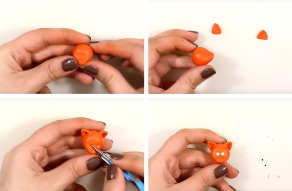Plastilin-Fuchs Schritt für Schritt für Kinder, wie man modelliert, Foto für Anfänger