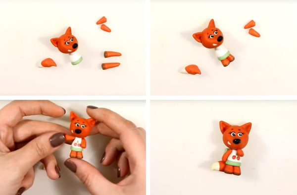 Plastilin-Fuchs Schritt für Schritt für Kinder, wie man modelliert, Foto für Anfänger