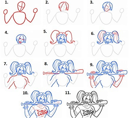 Joker-Zeichnung zum Nachmachen: Einfach, Harley Quinn, Anime-Bleistiftzeichnung für Anfänger