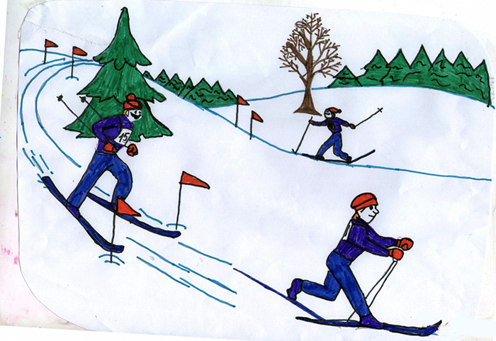 Zeichnen zum Thema Sport durch die Augen von Kindern der Klassen 1-5 mit Bleistift, Farben