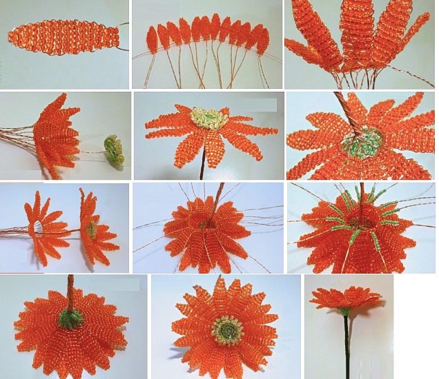 So machen Sie eine Blume aus Perlen. Schemata: einfach, groß, klein, leicht, schön. Video, Foto
