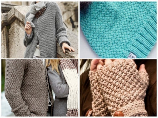Perlenstricken. Muster und Beschreibung, Strickmuster für einen Snood, eine Strickjacke, eine Mütze, einen Pullover. Foto