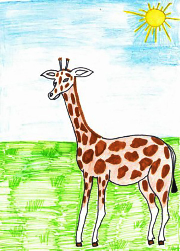 Giraffenzeichnung für Kinder mit Bleistift, schön für Anfänger