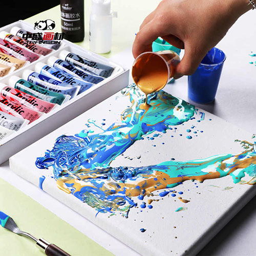 Acrylfarben zum Malen. Anwendung auf Leinwand, Stoff, Wänden