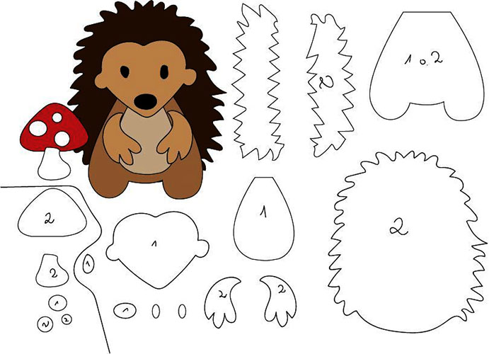 DIY-Igel aus Filz. Muster, Diagramme, Vorlagen, Schablonen