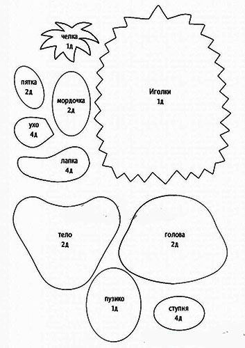 DIY-Igel aus Filz. Muster, Diagramme, Vorlagen, Schablonen