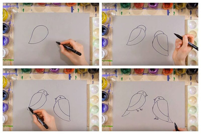 Winter mit Gouache Schritt für Schritt mit Kindern zeichnen für Anfänger. Video-Anleitung