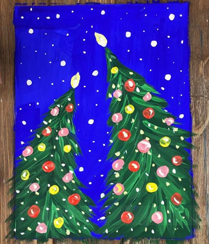 Winter mit Gouache Schritt für Schritt mit Kindern zeichnen für Anfänger. Video-Anleitung