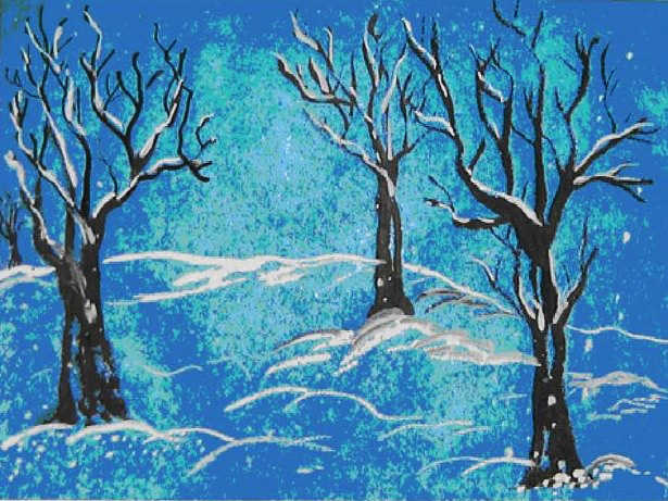 Winter mit Gouache Schritt für Schritt mit Kindern zeichnen für Anfänger. Video-Anleitung