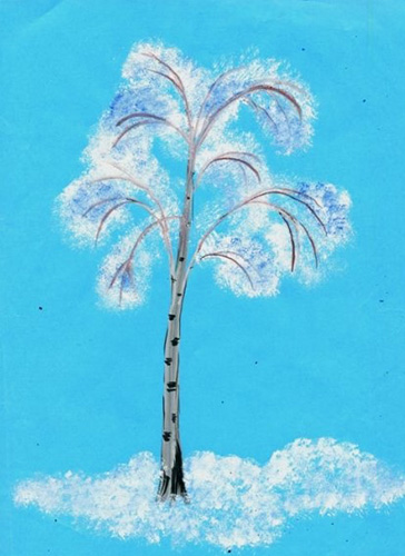 Winter mit Gouache Schritt für Schritt mit Kindern zeichnen für Anfänger. Video-Anleitung