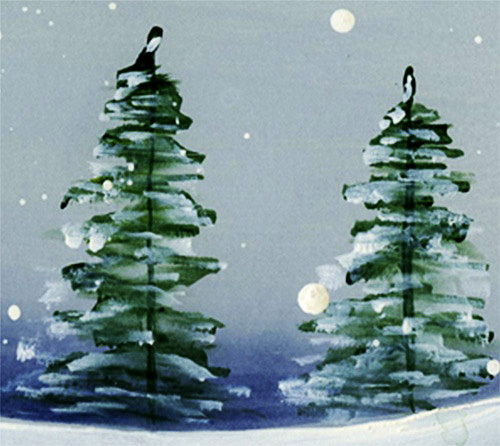 Winter mit Gouache Schritt für Schritt mit Kindern zeichnen für Anfänger. Video-Anleitung