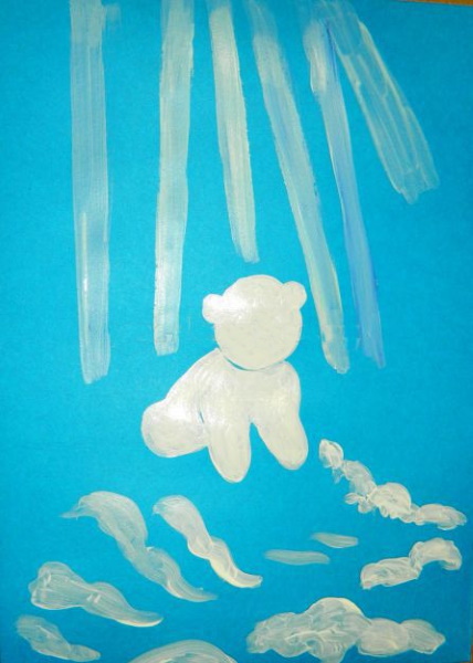 Eisbärzeichnung für Kinder mit Bleistift, Gouache, Farben