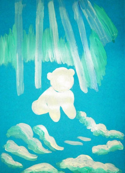 Eisbärzeichnung für Kinder mit Bleistift, Gouache, Farben