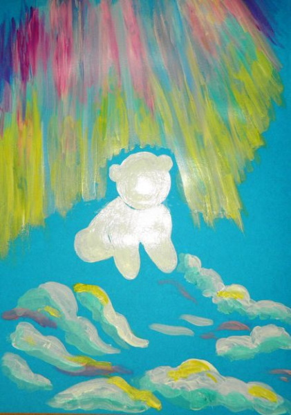 Eisbärzeichnung für Kinder mit Bleistift, Gouache, Farben